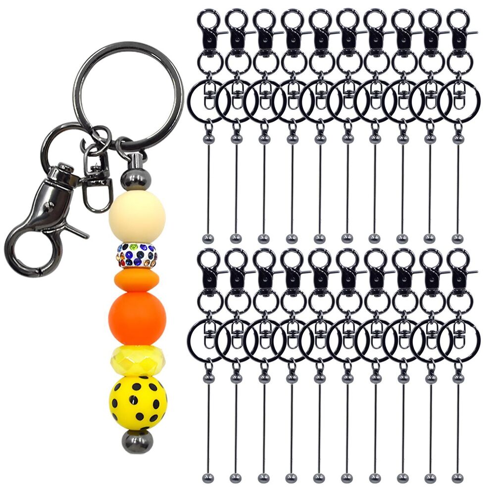 7651 20 Pcs Beadable Keychains Bulk Kit – DIY Keychain Making Supplies